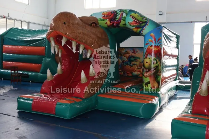 Small Inflatable Multiplay Bouncy Castles T Rex With Slide
